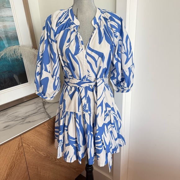 Staple the Label Mariella Smock Blue and White Patterned Dress - Picture 12 of 16